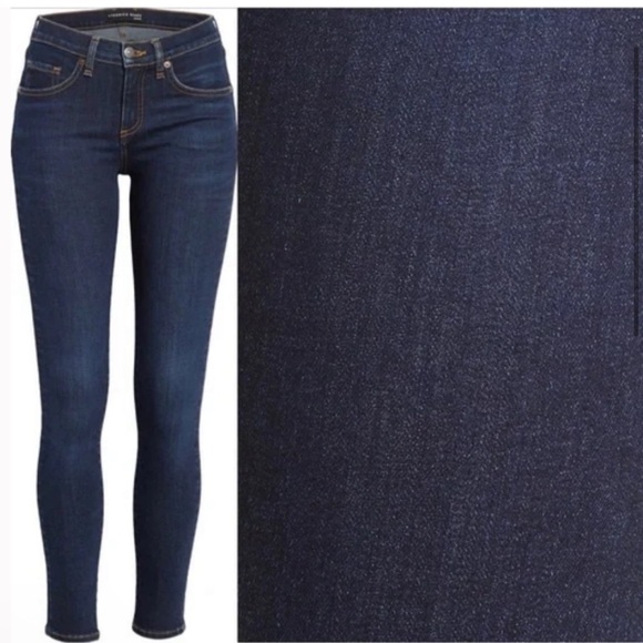 Veronica Beard Brooke Skinny Mid Rise Denim Jean Size 28 Dark Wash raw‎ hem - Picture 3 of 14